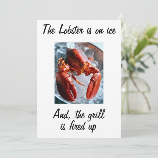 DE LOBSTER IS OP ICE INVITATION KAART (Staand voorkant)