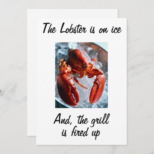 DE LOBSTER IS OP ICE INVITATION KAART (Voorkant / Achterkant)