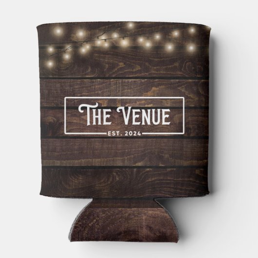 De locatie Rustic Dark Wood String Lights kan Blikjeskoeler (Achterkant)