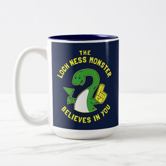 De Loch Ness Monster gelooft in jou Tweekleurige Koffiemok (Links)