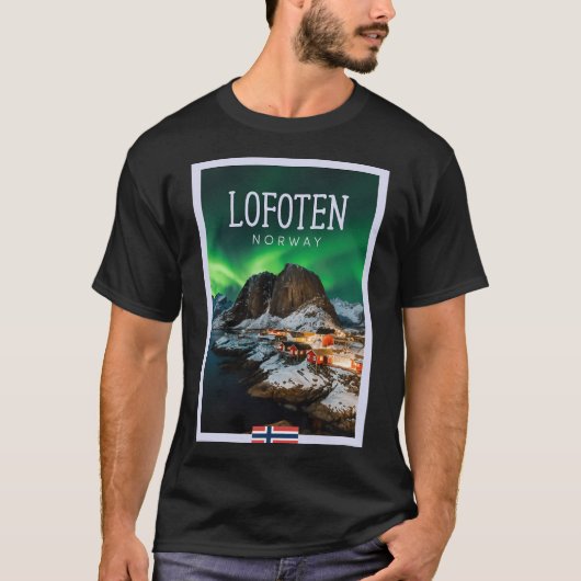 De Lofoten Eilanden Noorwegen - Night Aurora T-shirt (Voorkant)