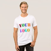 De Logo van het Bedrijf van de douane en Tekst Uw  Tri-Blend Shirt (Voorkant volledig)