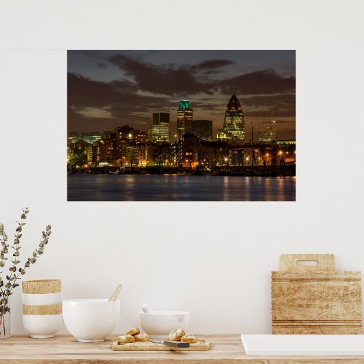 De Londense City 's nachts Poster (Keuken)