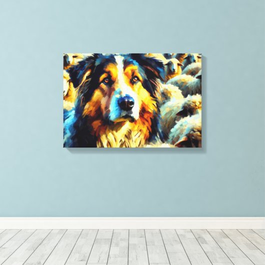 De Lone herdershond voor thuis Canvas Afdruk (Insitu (Houten vloer))