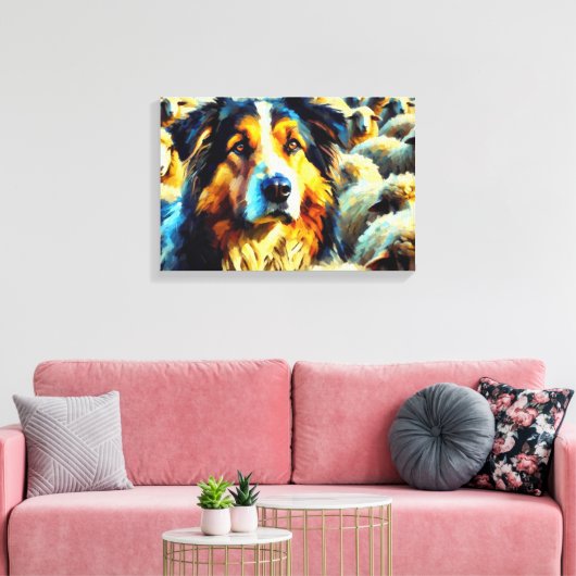 De Lone herdershond voor thuis Canvas Afdruk (Insitu (Woonkamer))
