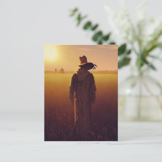 De Lone Scarecrow Digital Art Briefkaart (Staand voorkant)