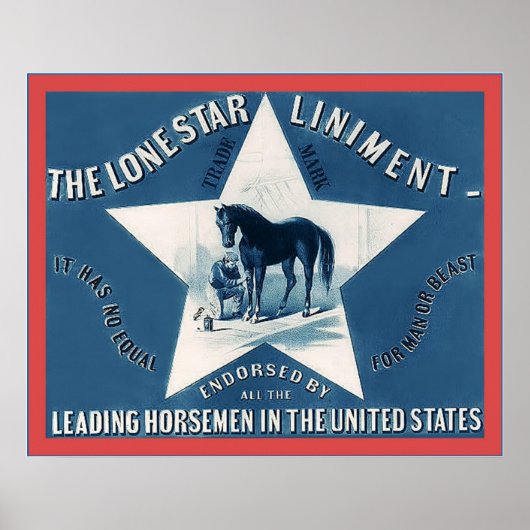 De Lone Star Liniment ~ 1866 ~ Label Poster (Voorkant)