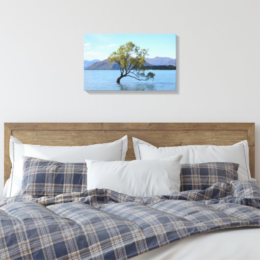De Lonely Tree Waterverf Canvasprint Canvas Afdruk (Insitu (Slaapkamer))