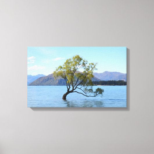 De Lonely Tree Waterverf Canvasprint Canvas Afdruk (Voorkant)