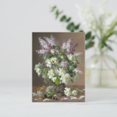 De Longpré Rozen en Lilacs CC0600 Flower Briefkaar Briefkaart (Staand voorkant)