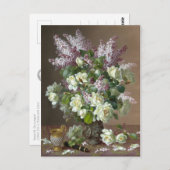 De Longpré Rozen en Lilacs CC0600 Flower Briefkaar Briefkaart (Voorkant / Achterkant)