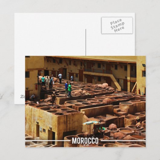 De Looierij van het Leer van Fez - Chouara Marokko Briefkaart (Voorkant / Achterkant)