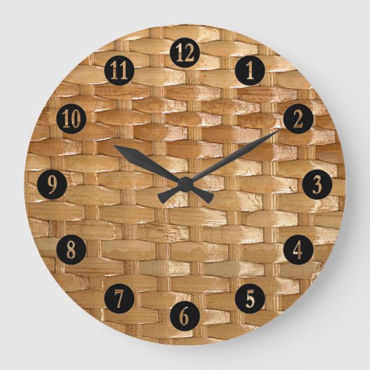 De look van Lacquer Wicker Basketweve Texture Grote Klok (Voorkant)