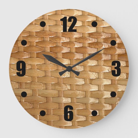 De look van Lacquer Wicker Basketweve Texture Grote Klok (Voorkant)