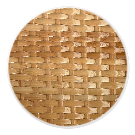 De look van Lacquer Wicker Basketweve Texture Keramische Knop (Voorkant)
