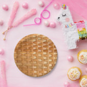 De look van Lacquer Wicker Basketweve Texture Papieren Bordje (Feest)