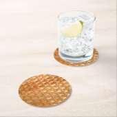 De look van Lacquer Wicker Basketweve Texture Ronde Kartonnen Onderzetter (Insitu)
