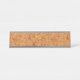De look van Macadamia Cork Burl Wood Grain Bureau Naambordje