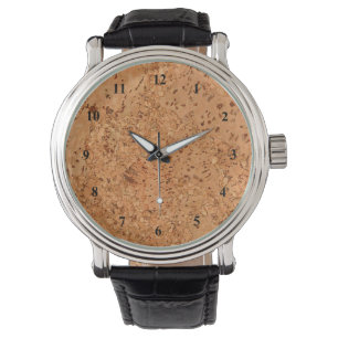 De look van Macadamia Cork Burl Wood Grain Horloge