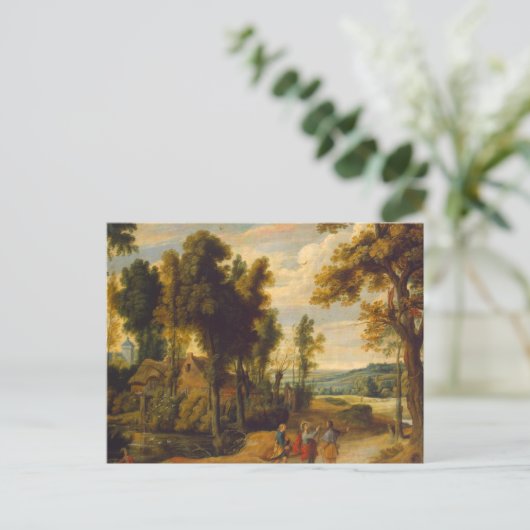 De loop naar Emmaus met Christus Briefkaart (Staand voorkant)