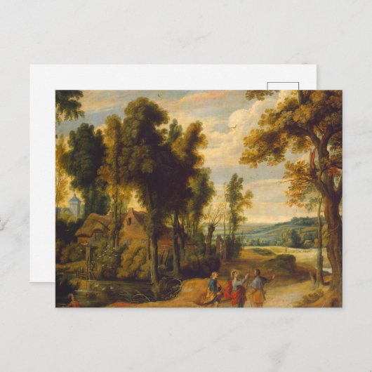 De loop naar Emmaus met Christus Briefkaart (Voorkant / Achterkant)