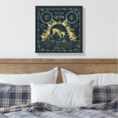 De loop van de Qilin Golden Water Tapestry Canvas Afdruk (Insitu (Slaapkamer))