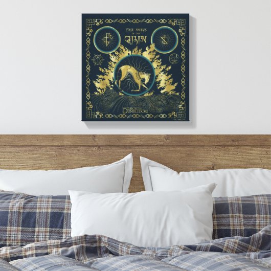 De loop van de Qilin Golden Water Tapestry Canvas Afdruk (Insitu (Slaapkamer))