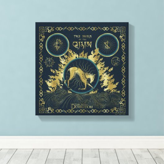 De loop van de Qilin Golden Water Tapestry Canvas Afdruk (Insitu (Houten vloer))