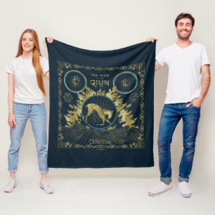 De loop van de Qilin Golden Water Tapestry Fleece Deken