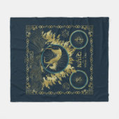 De loop van de Qilin Golden Water Tapestry Fleece Deken (Voorkant (Horizontaal))