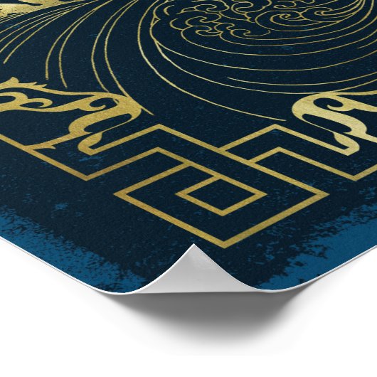 De loop van de Qilin Golden Water Tapestry Poster (Hoek)