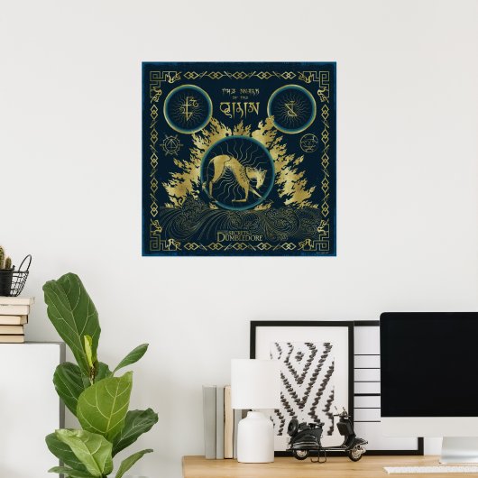 De loop van de Qilin Golden Water Tapestry Poster (Thuiskantoor)
