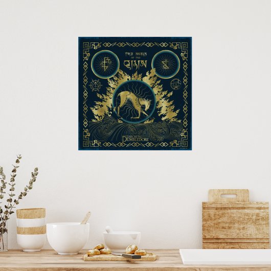 De loop van de Qilin Golden Water Tapestry Poster (Keuken)