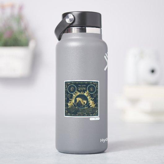 De loop van de Qilin Golden Water Tapestry Sticker (HydroFlask)