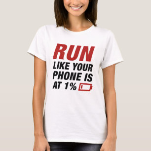 De looppas zoals uw telefoon bij 1 percenten is t-shirt