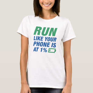 De looppas zoals uw telefoon bij 1 percenten is t-shirt