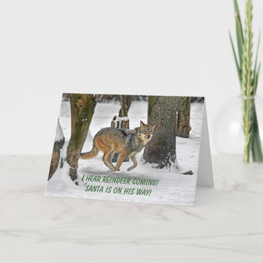 De Lopende Kerstkaart van de wolf Feestdagen Kaart (Voorkant)