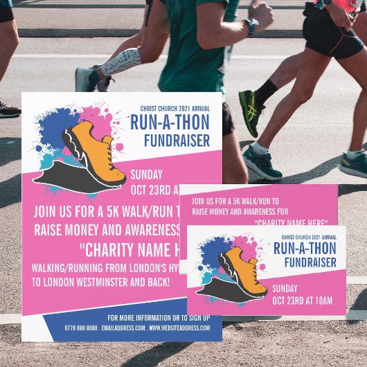 De lopende Schop, Charity run-Walk-a-Thon Gebeurte Flyer