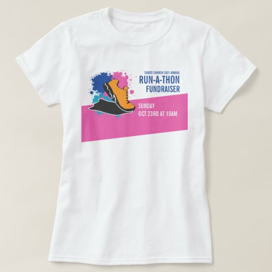 De lopende Schop, Charity run-Walk-a-Thon Gebeurte T-shirt (Design voorkant)