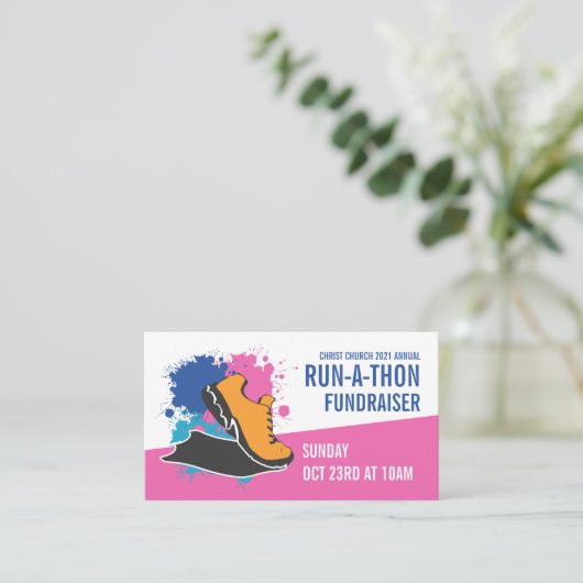 De lopende Schop, Charity run-Walk-a-Thon Gebeurte Visitekaartje (Staand voorkant)