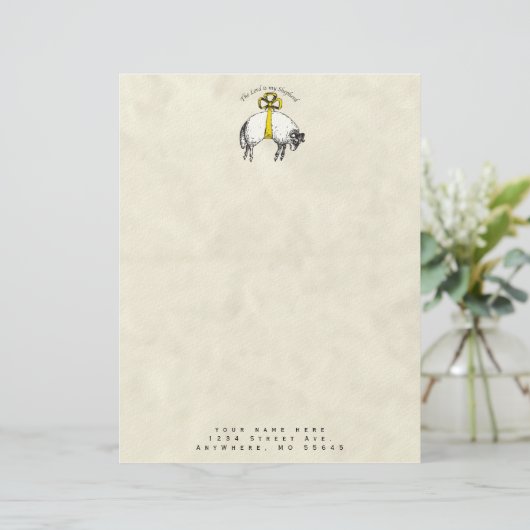 De LORD is mijn herder Psalm 23 Gepersonaliseerd Briefhoofd (Staand voorkant)