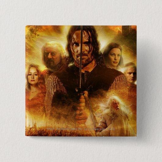 DE LORD VAN DE RINGS: ROTK Aragorn Movie Poster Vierkante Button 5,1 Cm (Voorkant)