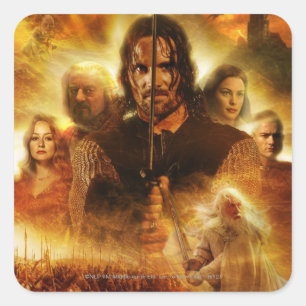 DE LORD VAN DE RINGS: ROTK Aragorn Movie Poster Vierkante Sticker