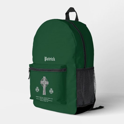 De Lorica van Saint Patrick Gebed (kort) Sling B Bedrukte Rugzak (Achterkant Hoek Rechts)