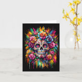 De Los Muertos Dag van de Dode Suikerschedel Hallo Kaart (Gele Bloem)