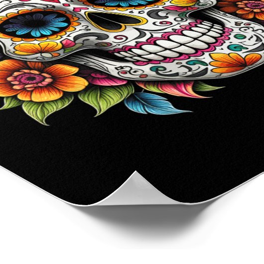 De Los Muertos Dag van de Dode Suikerschedel Hallo Poster (Hoek)