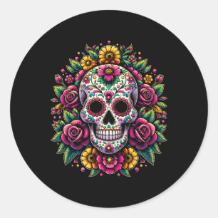 De Los Muertos Dag van de Dode Suikerschedel Hallo Ronde Sticker