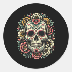 De Los Muertos Dag van de Dode Suikerschedel Hallo Ronde Sticker