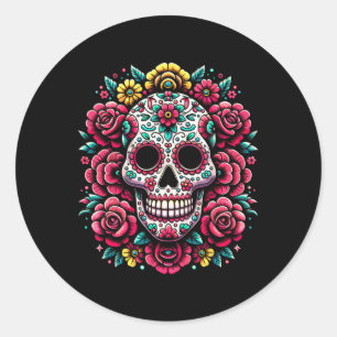 De Los Muertos Dag van de Dode Suikerschedel Hallo Ronde Sticker