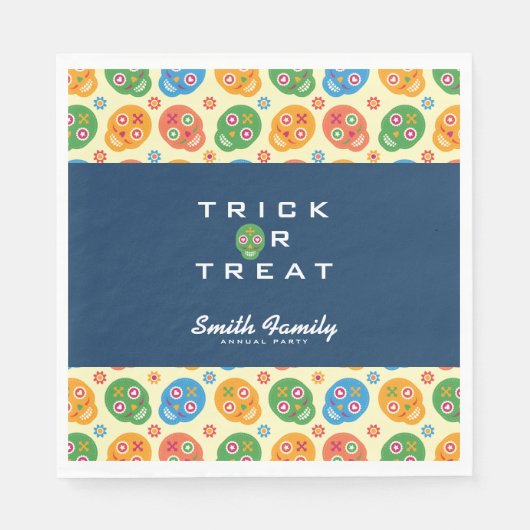 De Los Muertos. Dag van de Doden. Suikerschedels. Servetten (Voorkant)